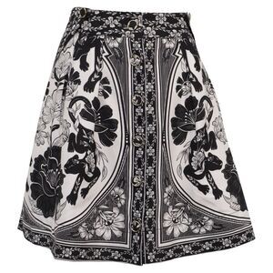 Farm Rio Flower Leopard Printed Mini Skirt in Black Cotton